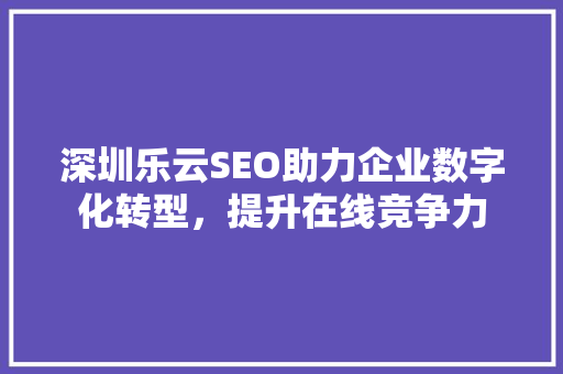 深圳乐云SEO助力企业数字化转型，提升在线竞争力