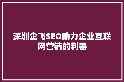 深圳企飞SEO助力企业互联网营销的利器