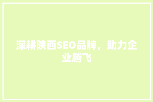 深耕陕西SEO品牌，助力企业腾飞