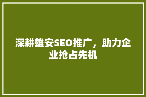 深耕雄安SEO推广，助力企业抢占先机