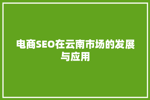 电商SEO在云南市场的发展与应用