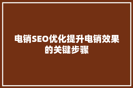 电销SEO优化提升电销效果的关键步骤