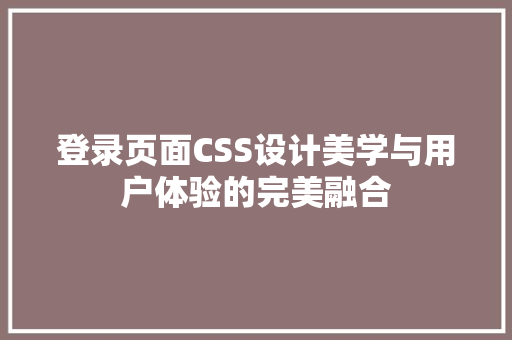登录页面CSS设计美学与用户体验的完美融合