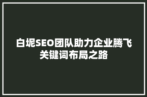 白坭SEO团队助力企业腾飞关键词布局之路