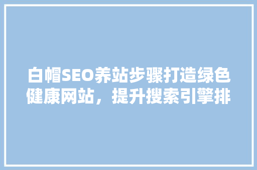 白帽SEO养站步骤打造绿色健康网站，提升搜索引擎排名