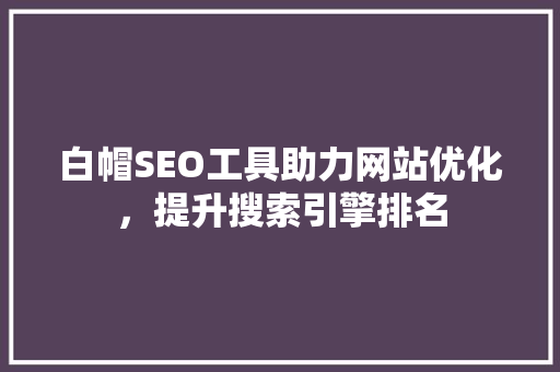白帽SEO工具助力网站优化，提升搜索引擎排名