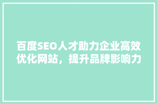 百度SEO人才助力企业高效优化网站，提升品牌影响力