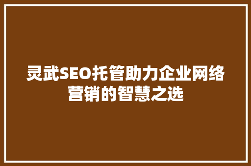 灵武SEO托管助力企业网络营销的智慧之选