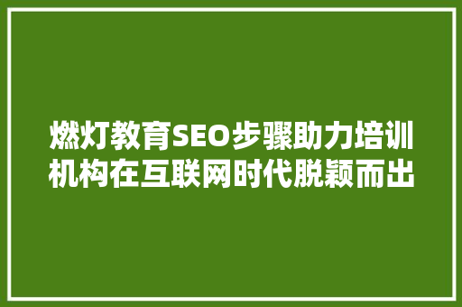 燃灯教育SEO步骤助力培训机构在互联网时代脱颖而出