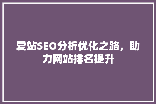 爱站SEO分析优化之路，助力网站排名提升