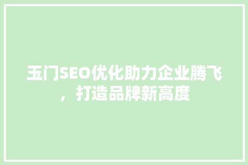 玉门SEO优化助力企业腾飞，打造品牌新高度