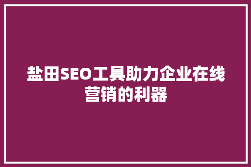盐田SEO工具助力企业在线营销的利器