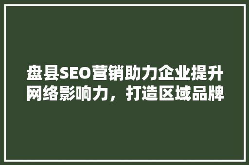 盘县SEO营销助力企业提升网络影响力，打造区域品牌新高度