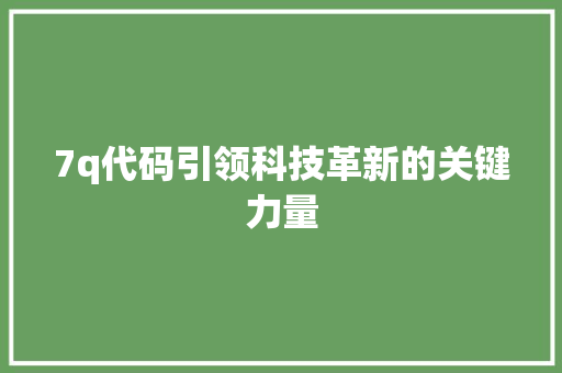 7q代码引领科技革新的关键力量