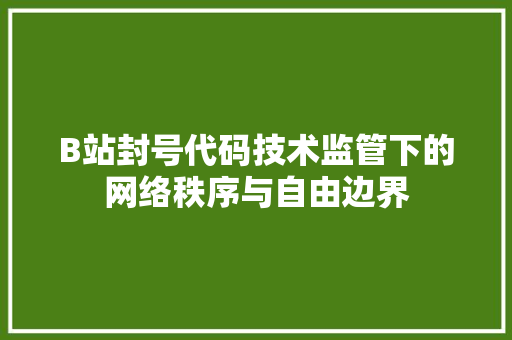 B站封号代码技术监管下的网络秩序与自由边界