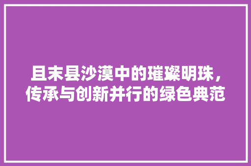 且末县沙漠中的璀璨明珠，传承与创新并行的绿色典范