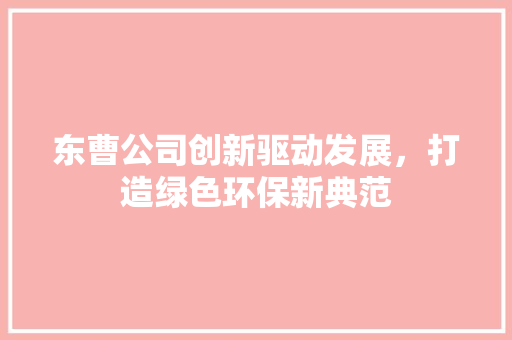 东曹公司创新驱动发展，打造绿色环保新典范