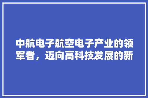 中航电子航空电子产业的领军者，迈向高科技发展的新篇章