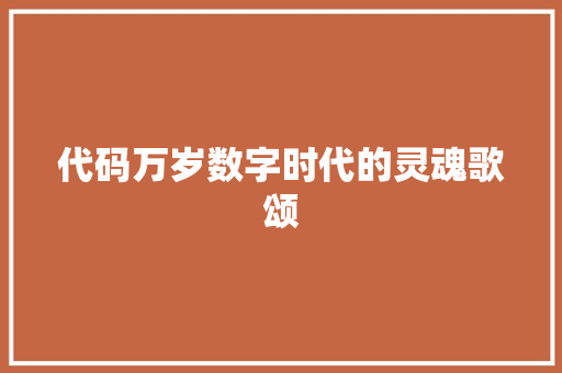 代码万岁数字时代的灵魂歌颂