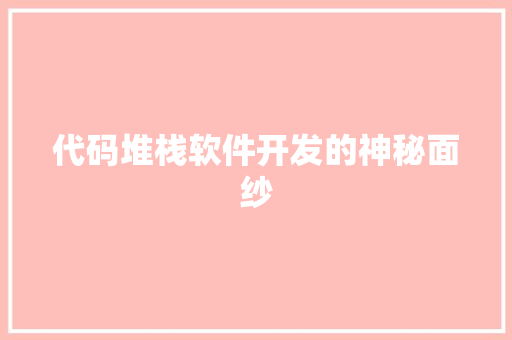 代码堆栈软件开发的神秘面纱