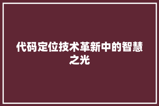 代码定位技术革新中的智慧之光