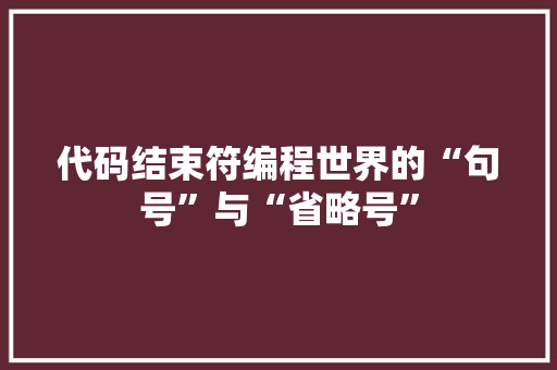 代码结束符编程世界的“句号”与“省略号”
