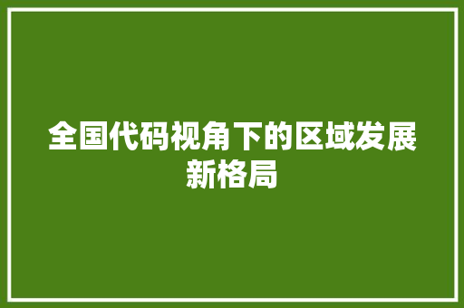 全国代码视角下的区域发展新格局