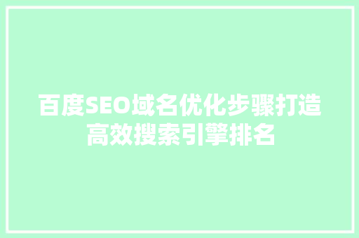百度SEO域名优化步骤打造高效搜索引擎排名
