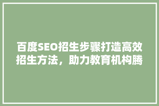 百度SEO招生步骤打造高效招生方法，助力教育机构腾飞