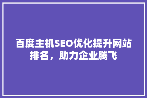 百度主机SEO优化提升网站排名，助力企业腾飞