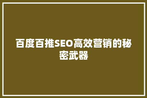 百度百推SEO高效营销的秘密武器