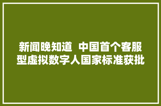 新闻晚知道  中国首个客服型虚拟数字人国家标准获批立项