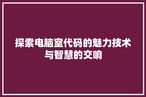 探索电脑室代码的魅力技术与智慧的交响