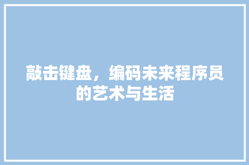 敲击键盘，编码未来程序员的艺术与生活