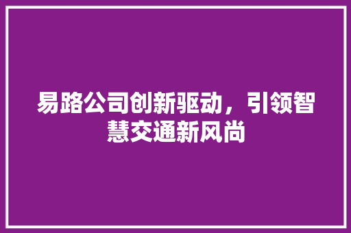 易路公司创新驱动，引领智慧交通新风尚