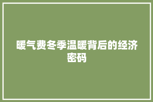 暖气费冬季温暖背后的经济密码
