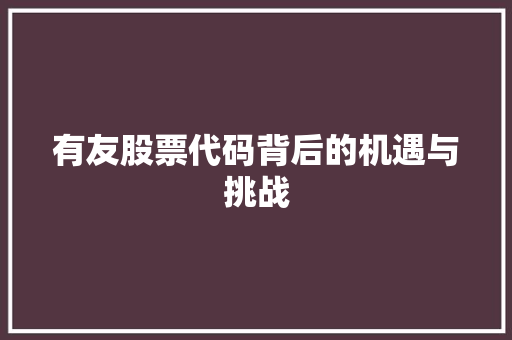 有友股票代码背后的机遇与挑战