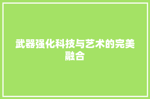 武器强化科技与艺术的完美融合