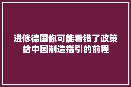 进修德国你可能看错了政策给中国制造指引的前程