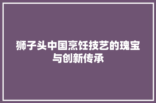狮子头中国烹饪技艺的瑰宝与创新传承