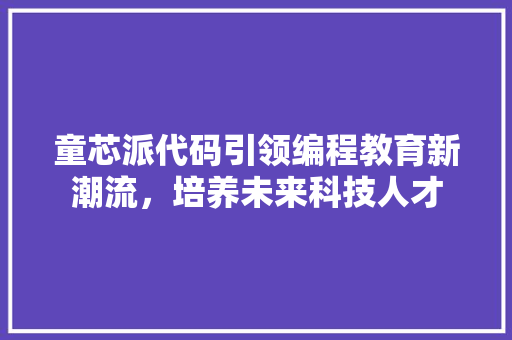 童芯派代码引领编程教育新潮流，培养未来科技人才