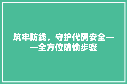 筑牢防线，守护代码安全——全方位防偷步骤