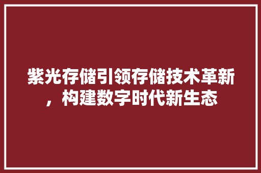 紫光存储引领存储技术革新，构建数字时代新生态