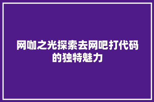 网咖之光探索去网吧打代码的独特魅力