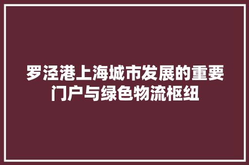 罗泾港上海城市发展的重要门户与绿色物流枢纽
