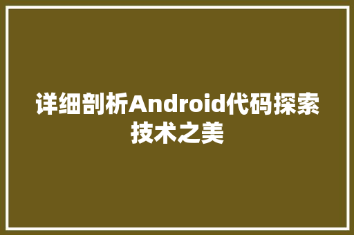 详细剖析Android代码探索技术之美