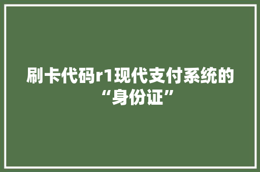 刷卡代码r1现代支付系统的“身份证”