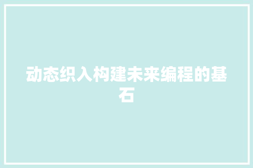 动态织入构建未来编程的基石