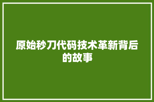 原始秒刀代码技术革新背后的故事