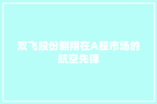 双飞股份翱翔在A股市场的航空先锋